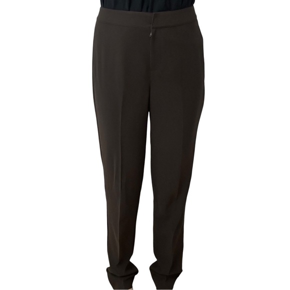 St. John Pants Trousers Dark Brown Long Tapered Straight Academia Size 8 Medium - Picture 1 of 7